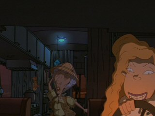 Eliza's big sis Debbie (Danielle Harris) driving the Commvee, with her grandma Cordelia (Lynn Redgrave) in the background